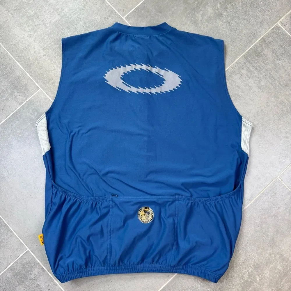 Vintage Oakley Software Cycling Jersey Vest Blue Mens L 1/2 Zip Y2K Biking